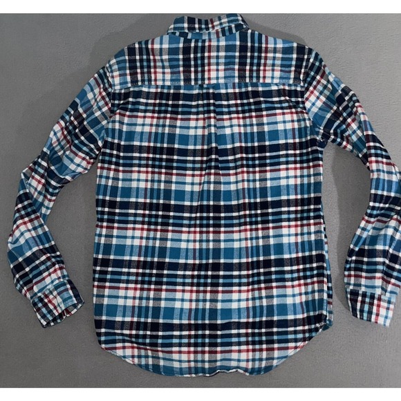 Merona Mens‎ Size Medium Blue Plaid Long Sleeve Cotton Button Up Shirt Pocket - Picture 5 of 6